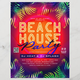 Palm Tree Blätter Beach House Party Club Event Ad Flyer