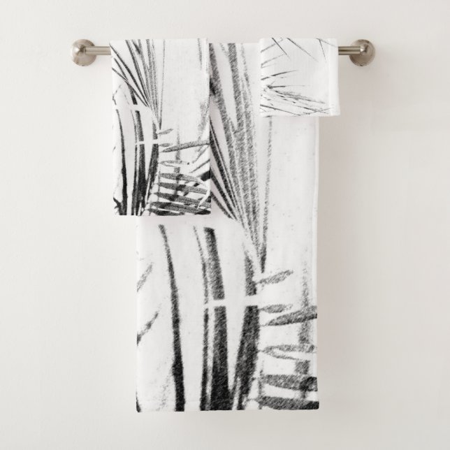 Palm Tree Blätter Minimalismus Sketch Badhandtuch Set (Insitu)