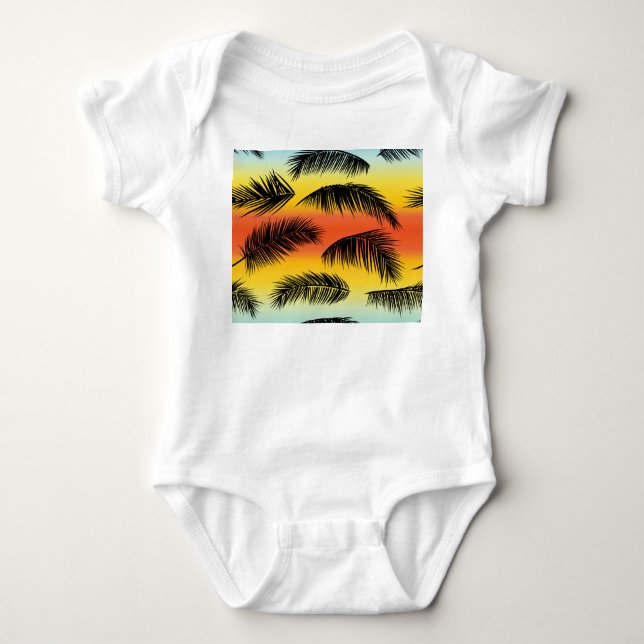 Palm Tree Blätter: nahtloses Muster. Baby Strampler (Vorderseite)