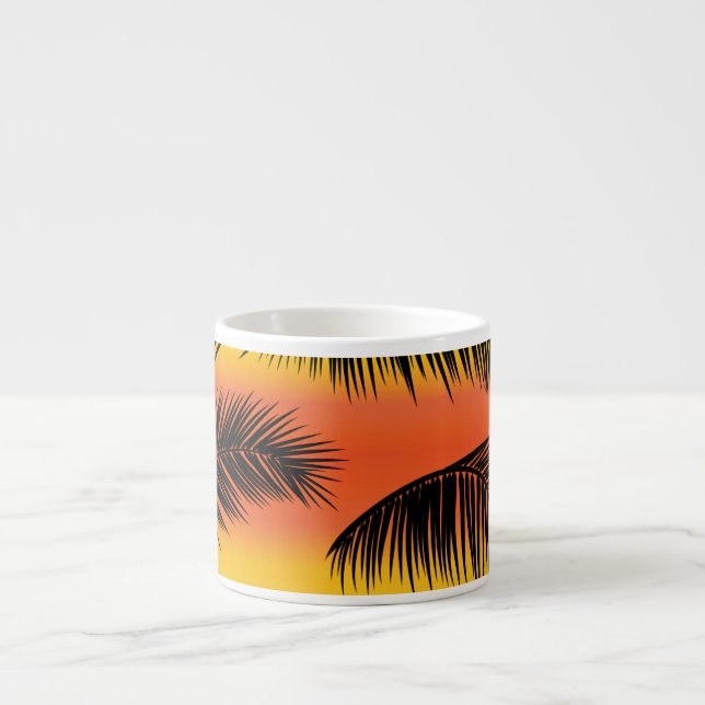 Palm Tree Blätter: nahtloses Muster. Espressotasse (Vorderseite)