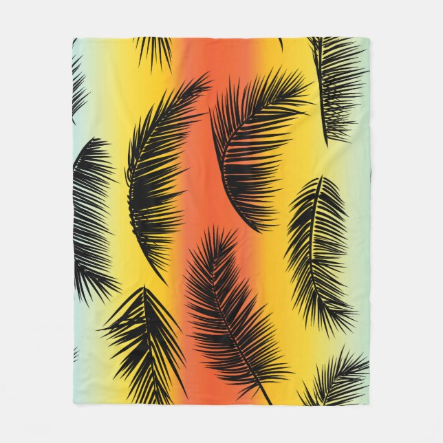 Palm Tree Blätter: nahtloses Muster. Fleecedecke (Vorderseite)