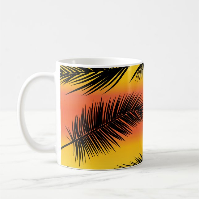 Palm Tree Blätter: nahtloses Muster. Kaffeetasse (Links)