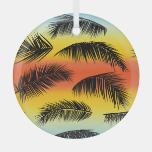 Palm Tree Blätter: nahtloses Muster. Ornament Aus Glas