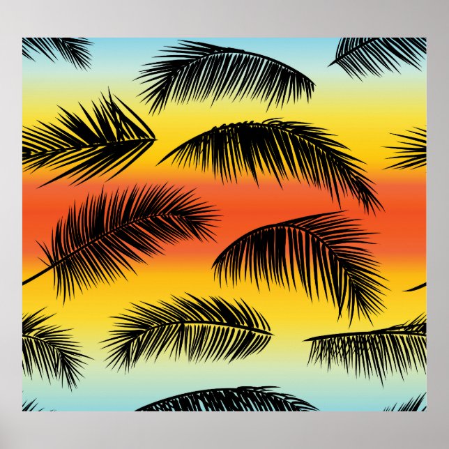 Palm Tree Blätter: nahtloses Muster. Poster (Vorne)