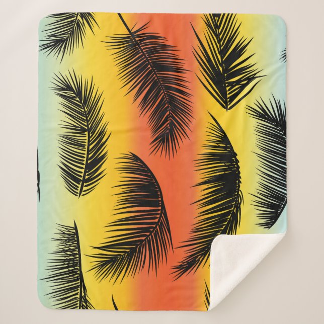 Palm Tree Blätter: nahtloses Muster. Sherpadecke (Vorderseite)