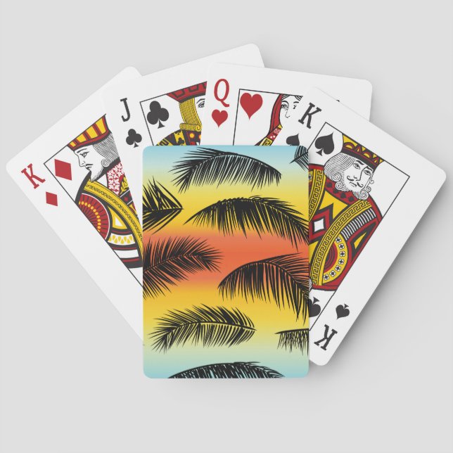 Palm Tree Blätter: nahtloses Muster. Spielkarten (Rückseite)