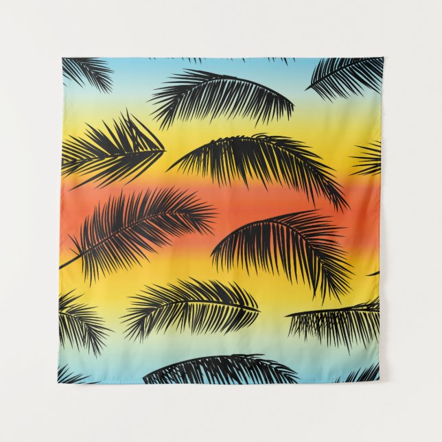 Palm Tree Blätter: nahtloses Muster. Wandteppich (Vorderseite)