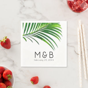 Palm Tree Blätter Tropical Leaf Wedding Monogram Serviette