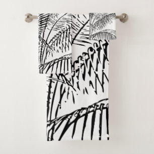 Palm Tree Blätter Vintag Retro Abstraktes Muster Badhandtuch Set
