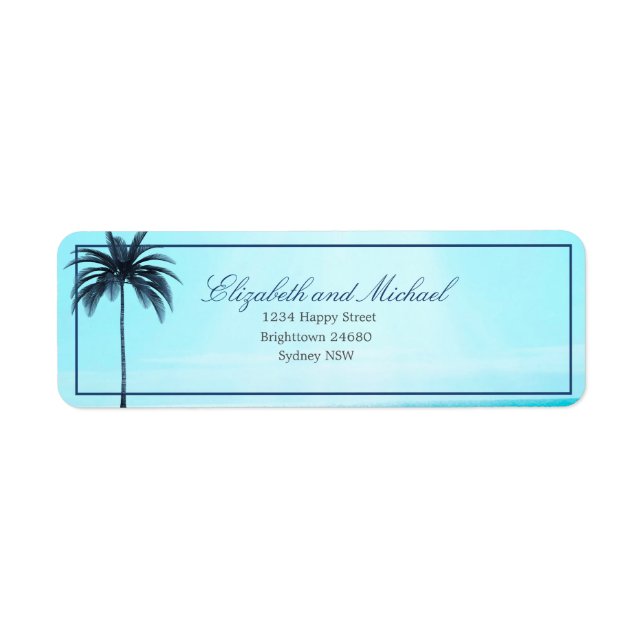 Palm Tree Blue White Sea Elegante Moderner Chic (Vorne)
