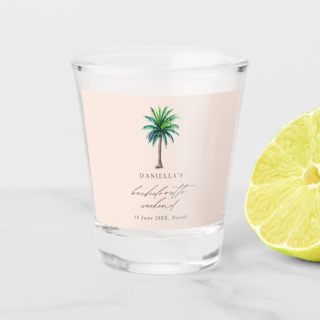Palm Tree Blush Bachelorette Schnapsglas (Vorderseite)