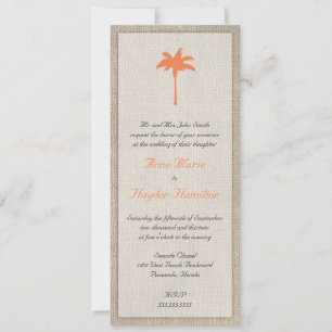 Palm Tree & Burlap Faire-part de mariage - Orange