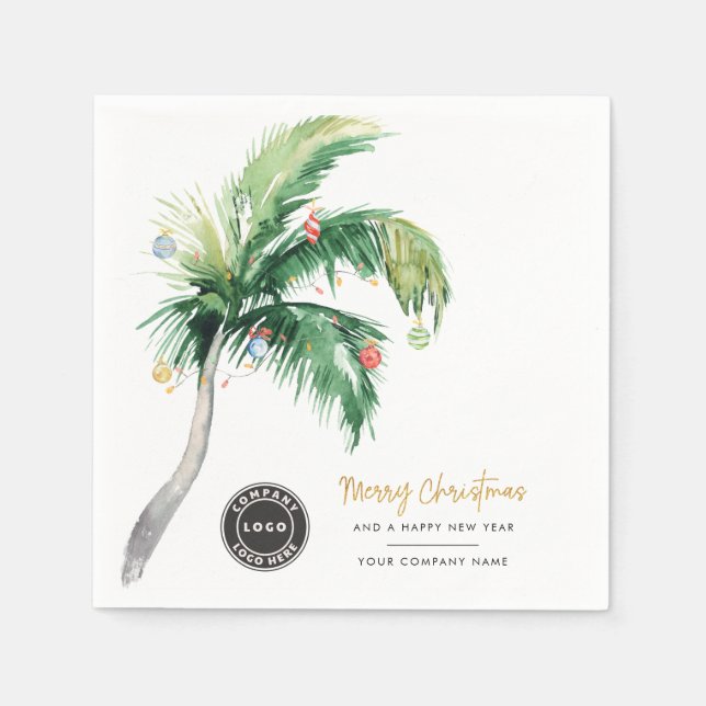 Palm Tree Business Logo Weihnachtsbüro Party Serviette (Vorderseite)