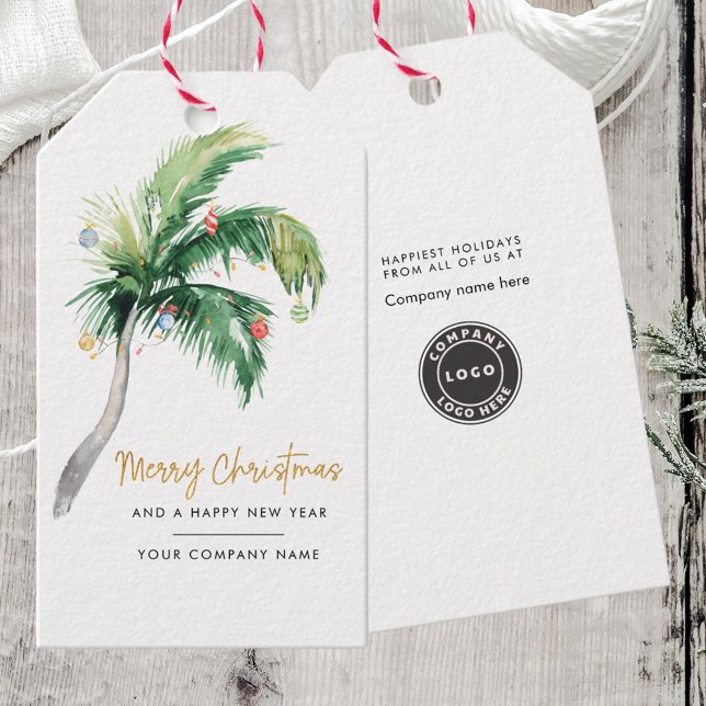 Palm Tree Business Logo Weihnachtsfeiertag Geschenkanhänger (Business Logo Christmas Holidays Palm Tree Gift Tag)