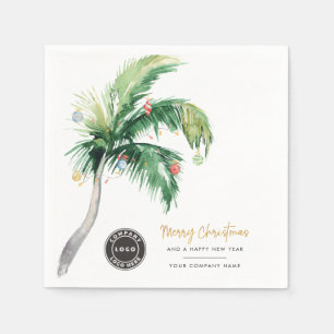 Palm Tree Business Logo Weihnachtsfeiertag Mitarbe Serviette