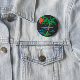 Palm Tree by the River | Tropical Sunset Art Button
