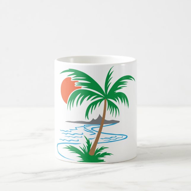 Palm Tree by the River | Tropical Sunset Art Kaffeetasse (Mittel)