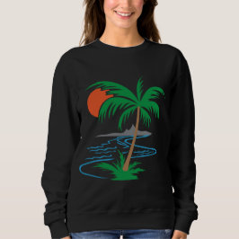 Palm Tree by the River | Tropical Sunset Art Sweatshirt