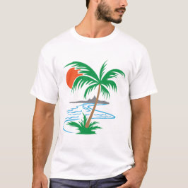 Palm Tree by the River | Tropical Sunset Art T-Shirt