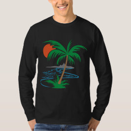 Palm Tree by the River | Tropical Sunset Art T-Shirt