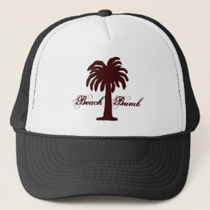 Palm Tree Cap/Beach Bumb Design Maroon/Black 1 Truckerkappe