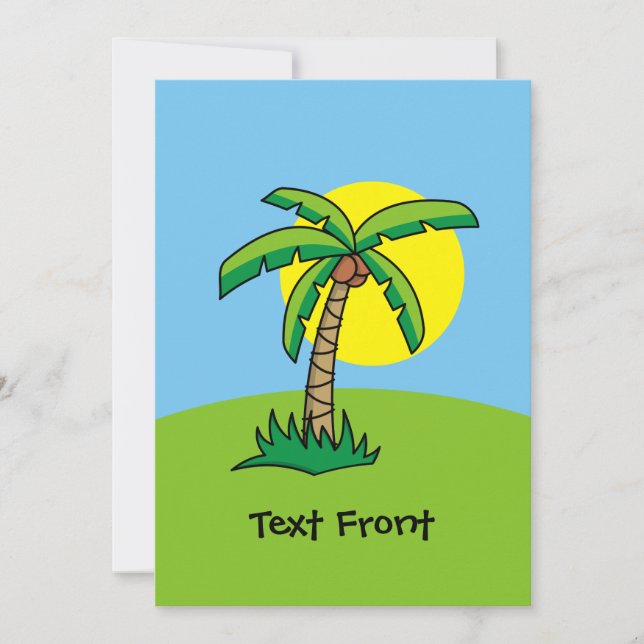 Palm Tree Cartoon Einladung (Vorderseite)
