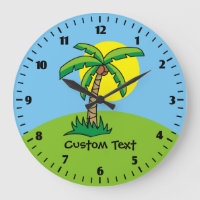 Palm Tree Cartoon Große Uhr