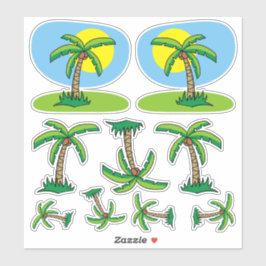 Palm Tree Cartoon Sticker Set