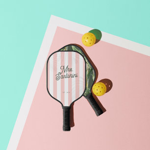 Palm Tree Country Club   Bride Monogram Mrs. Pickleball Schläger