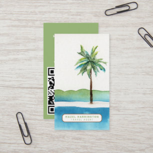 Palm Tree Custom QR Code Scannable Travel Agent Visitenkarte
