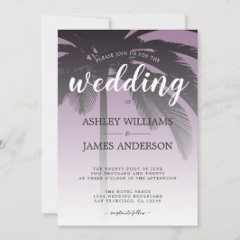 Palm Tree Dusty Lavender Beach Wedding Einladung