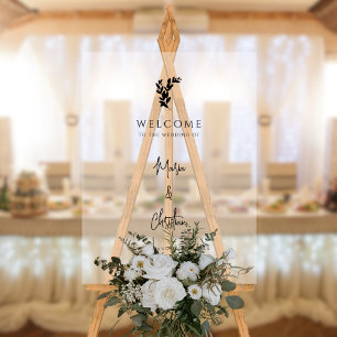 Palm Tree Elegante Script Wedding Willkommen Acrylschild