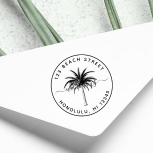 Palm Tree Familienname Runde Rücksendeadresse Permastempel