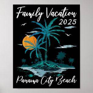 Palm Tree Family Vacation 2025 Florida Panama City Poster