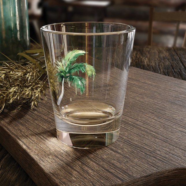 Palm Tree Family Vacation Custom Schnapsglas (Coastal Palm Tree Family Vacation Shot Glass)