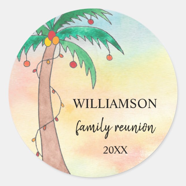 Palm Tree Family Wiedersehen Runder Aufkleber (Vorderseite)