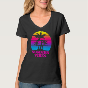 Palm Tree Farbenfrohe Retro Ferien Beach Cruise Su T-Shirt