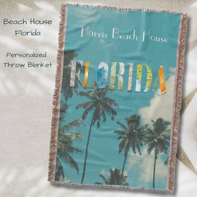 Palm Tree Florida Beach House Decke (This Tropical Throw Blanket is Perfect for the Beach House! Personalize it to make it your own!
)