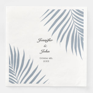 Palm Tree Foliage Dusty Blue Blätter Coole Hochzei Serviette