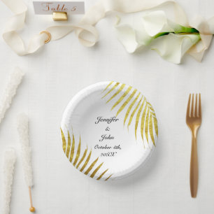 Palm Tree Foliage Gold Foil Blätter Niedliche Hoch Pappteller