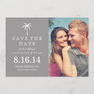Palm Tree Foto Hochzeit Save the Date (grau)