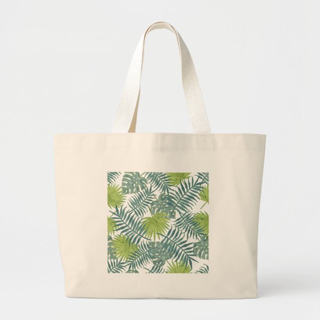 Palm Tree Fronds malen hawaiianische Printwerbung Jumbo Stoffbeutel (Vorne)