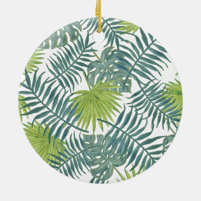 Palm Tree Fronds malen hawaiianische Printwerbung Keramikornament (Hinten)