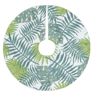 Palm Tree Fronds malen hawaiisch Polyester Weihnachtsbaumdecke