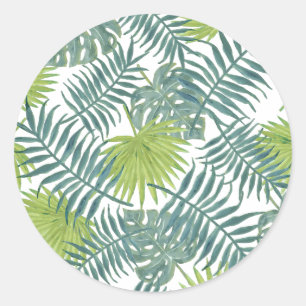 Palm Tree Fronds malen hawaiisch Runder Aufkleber