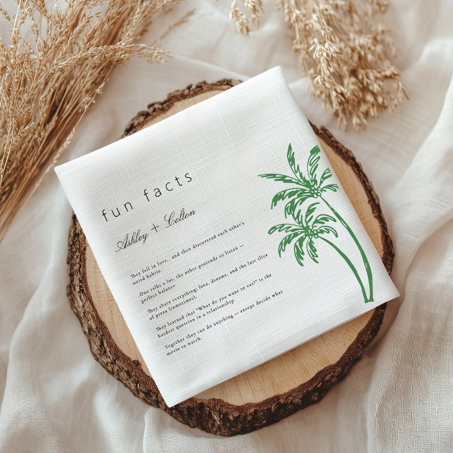 Palm Tree Fun Facts About The Newlyweds Wedding  Serviette (Von Creator hochgeladen)