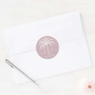 Palm Tree für kundenspezifische Monogramm-Hochzeit Runder Aufkleber