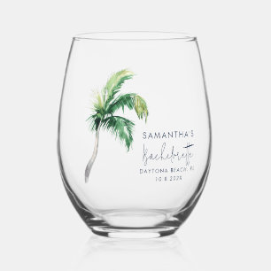 Palm Tree Girls Weekend Coastal Junggeselinnen-Abs Weinglas Ohne Stiel
