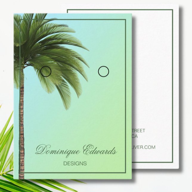 Palm Tree Green Oring Display Business Card Visitenkarte (Von Creator hochgeladen)