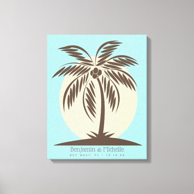 Palm Tree Guest Book Leinwand - 50 Plätze (Vorderseite)